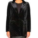 Blazer en velours pour femme | Détails en strass et fermeture à un bouton