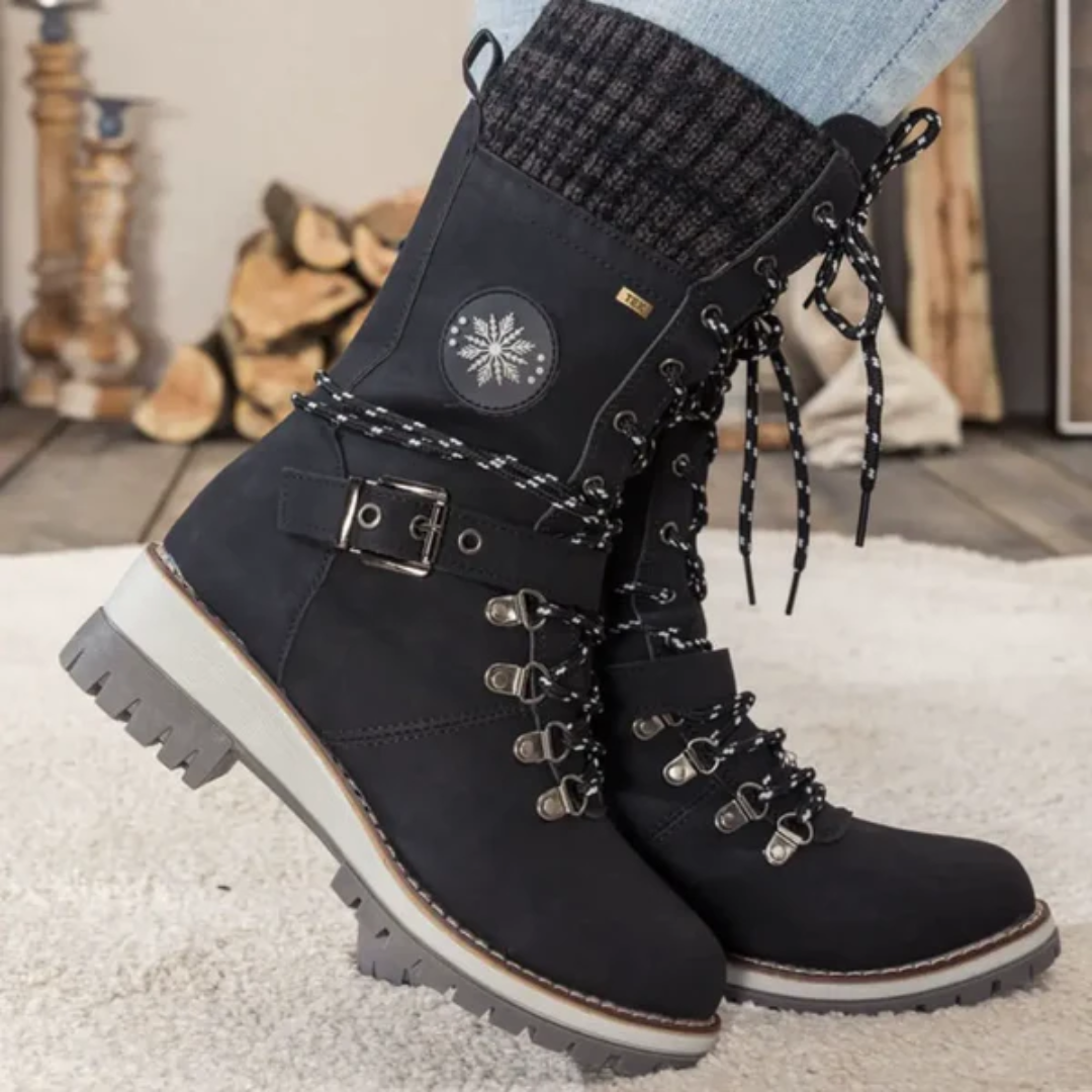Bottes de Neige pour Femmes | Lacets et Bord Tricoté