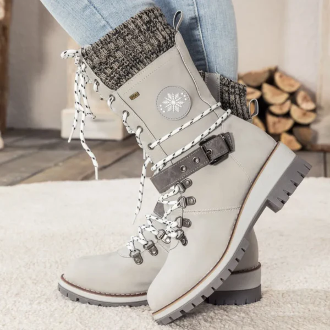 Bottes de Neige pour Femmes | Lacets et Bord Tricoté