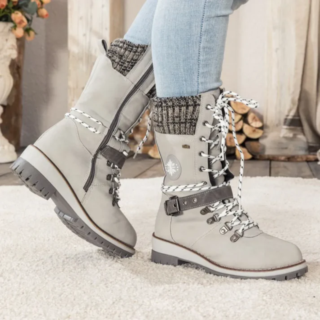 Bottes de Neige pour Femmes | Lacets et Bord Tricoté