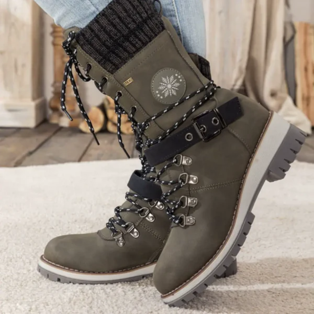 Bottes de Neige pour Femmes | Lacets et Bord Tricoté