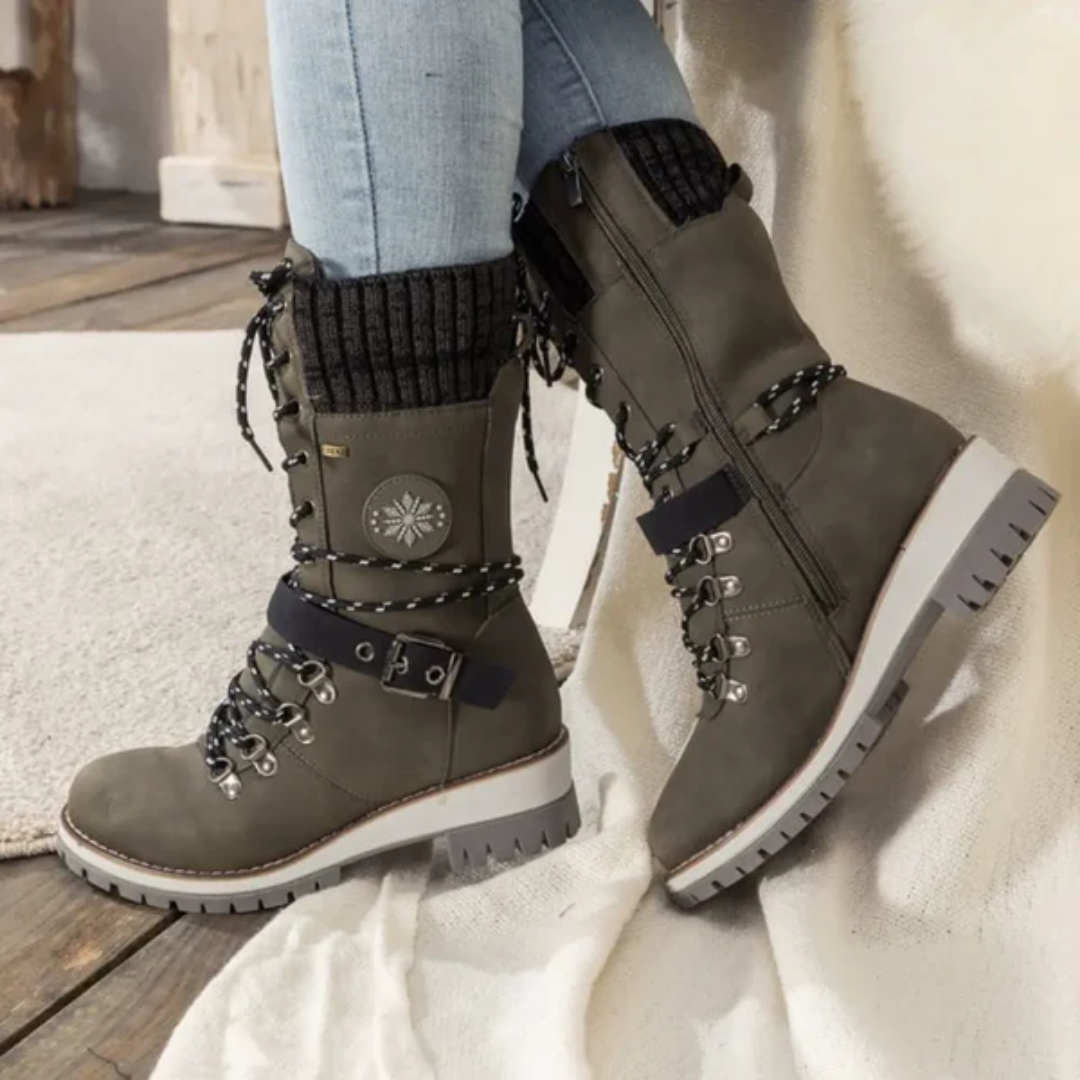 Bottes de Neige pour Femmes | Lacets et Bord Tricoté