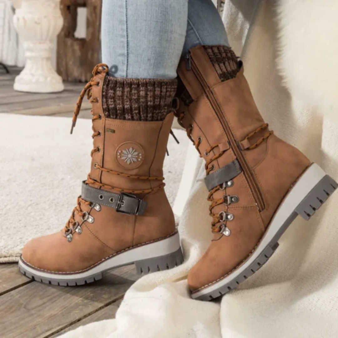 Bottes de Neige pour Femmes | Lacets et Bord Tricoté