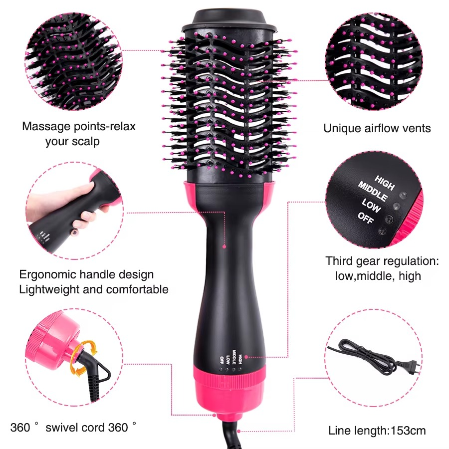 Brosse et sèche-cheveux 2 en 1