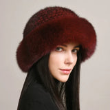 Chapeau - Minkora - Tissu tricoté - Finition en fourrure