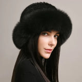 Chapeau - Minkora - Tissu tricoté - Finition en fourrure