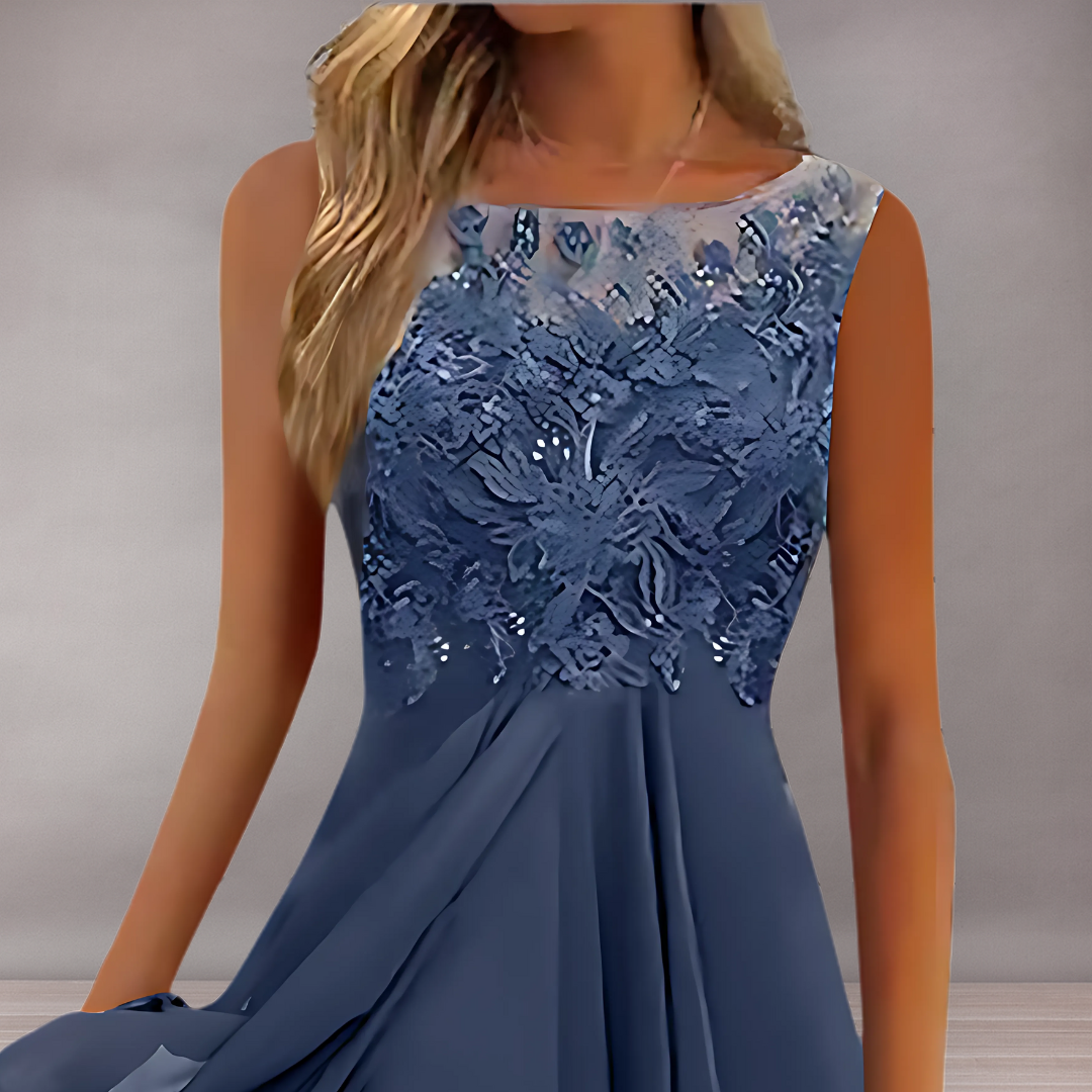 Robe midi élégante pour femmes avec détails en dentelle | Flottante
