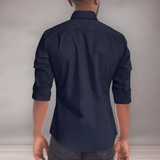 Chemise ajustée à manches longues pour homme | Manches retroussées