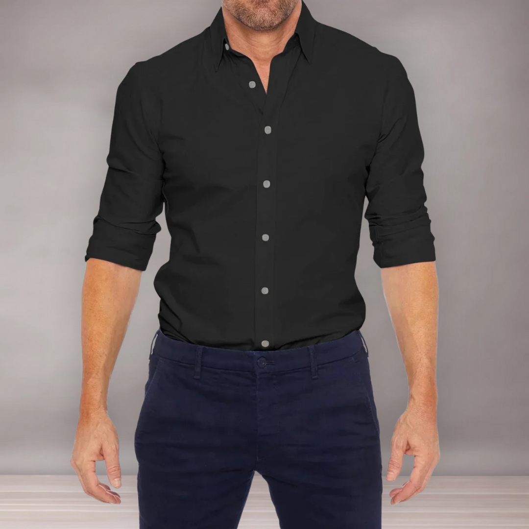 Chemise ajustée à manches longues pour homme | Manches retroussées