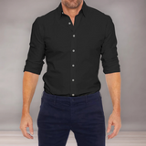 Chemise ajustée à manches longues pour homme | Manches retroussées