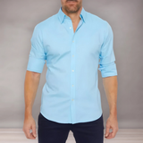 Chemise ajustée à manches longues pour homme | Manches retroussées