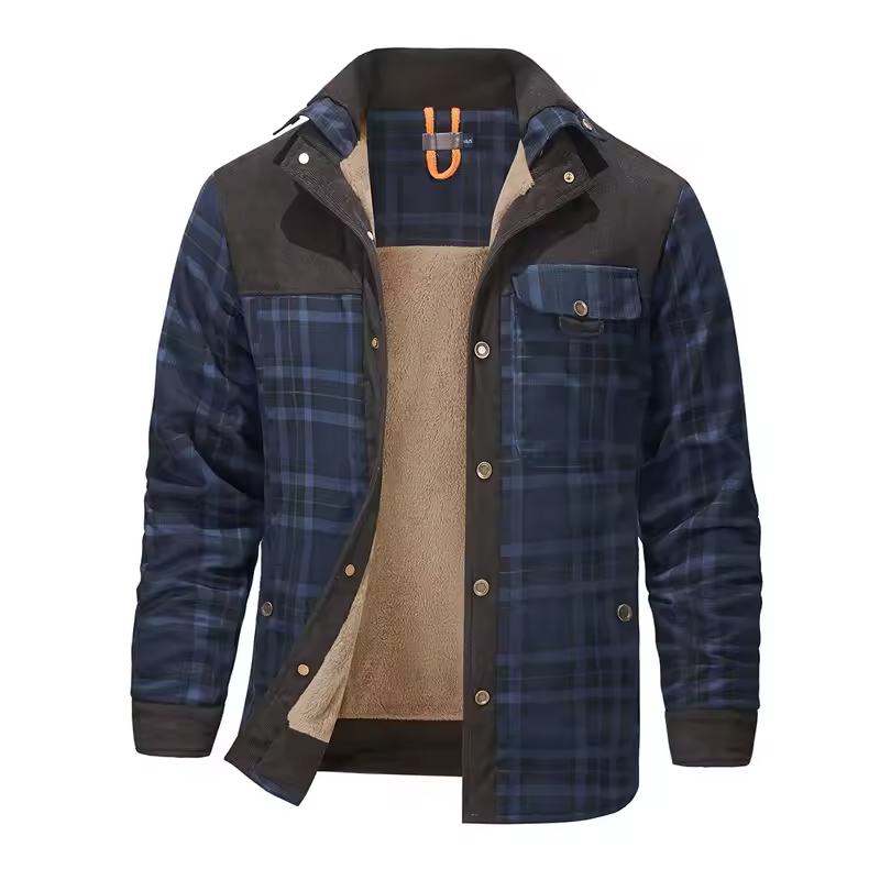 Koszula w kratę dla mężczyzn | Ciepła kurtka jesienno-zimowa