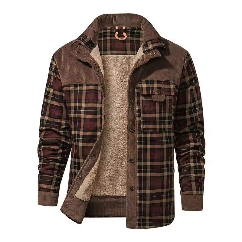 Koszula w kratę dla mężczyzn | Ciepła kurtka jesienno-zimowa