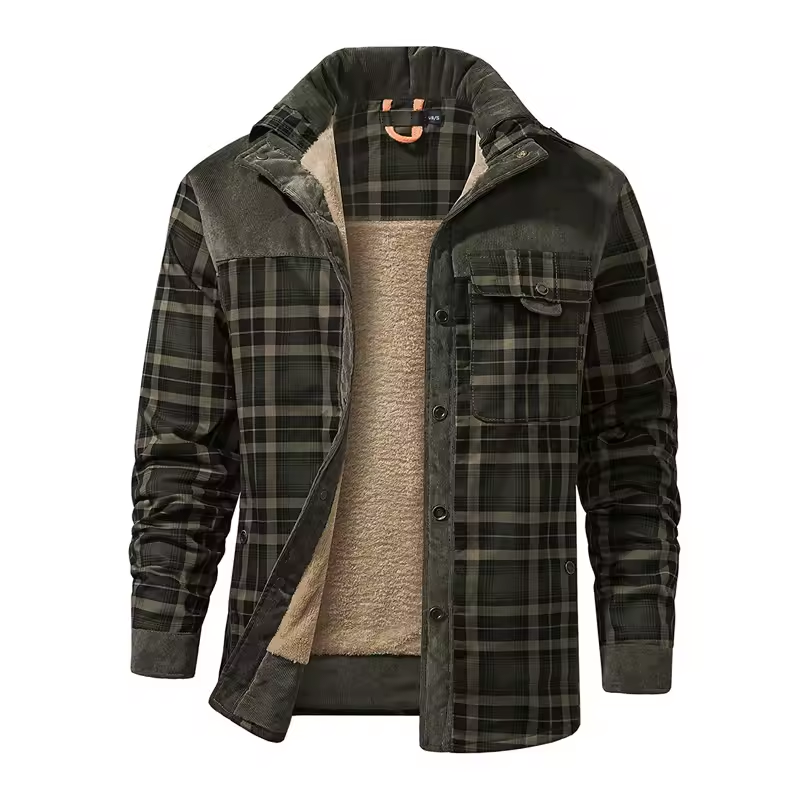 Koszula w kratę dla mężczyzn | Ciepła kurtka jesienno-zimowa