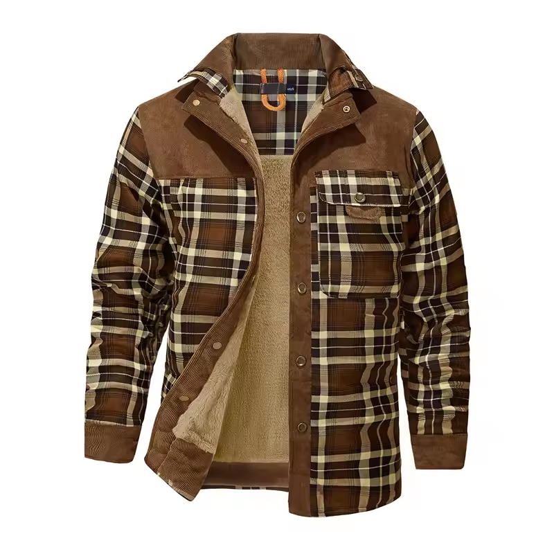 Koszula w kratę dla mężczyzn | Ciepła kurtka jesienno-zimowa