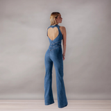 Combinaison en denim pour femmes | Col zippé