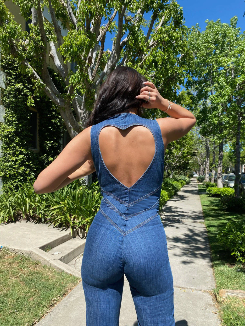 Combinaison en denim pour femmes | Col zippé