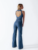 Combinaison en denim pour femmes | Col zippé