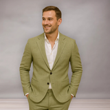 Costume moderne en lin pour homme | lignes droites