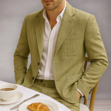 Costume moderne en lin pour homme | lignes droites