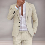 Costume moderne en lin pour homme | lignes droites
