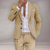Costume moderne en lin pour homme | lignes droites