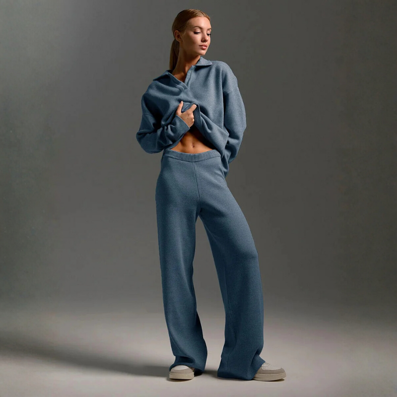 Zestaw damski | Koszulka polo i spodnie z długim rękawem