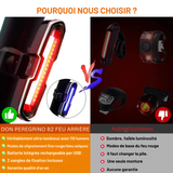 Feu arrière de vélo - LuminaSafe - Rechargeable USB-C - 110 Lumen