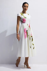 Tirenta - Robe Longue Roses Peintes