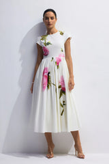 Tirenta - Robe Longue Roses Peintes