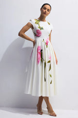 Tirenta - Robe Longue Roses Peintes
