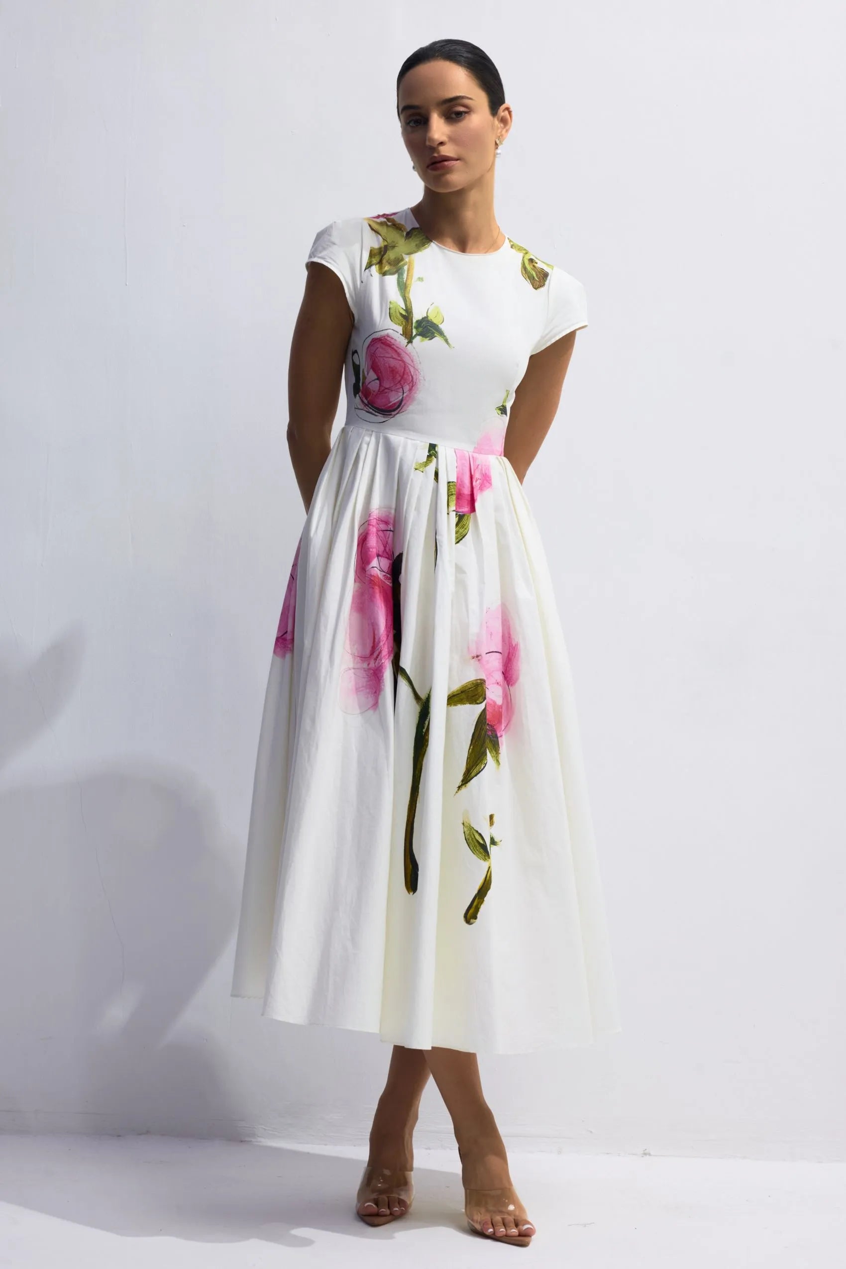 Tirenta - Robe Longue Roses Peintes