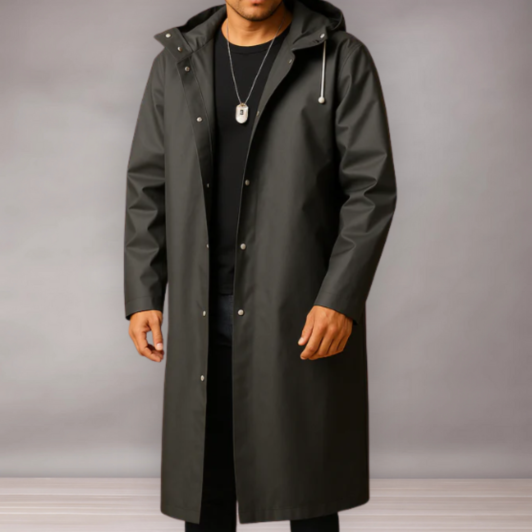 Imperméable long pour hommes | Style à capuche