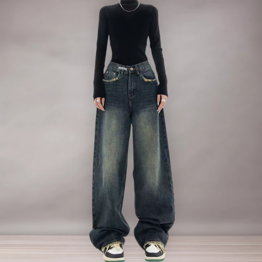 Duża kobieta dżinsy | Zrelaksowany styl streetwearu