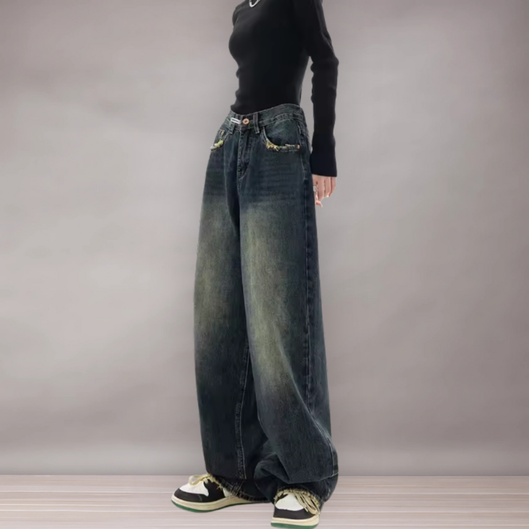 Duża kobieta dżinsy | Zrelaksowany styl streetwearu