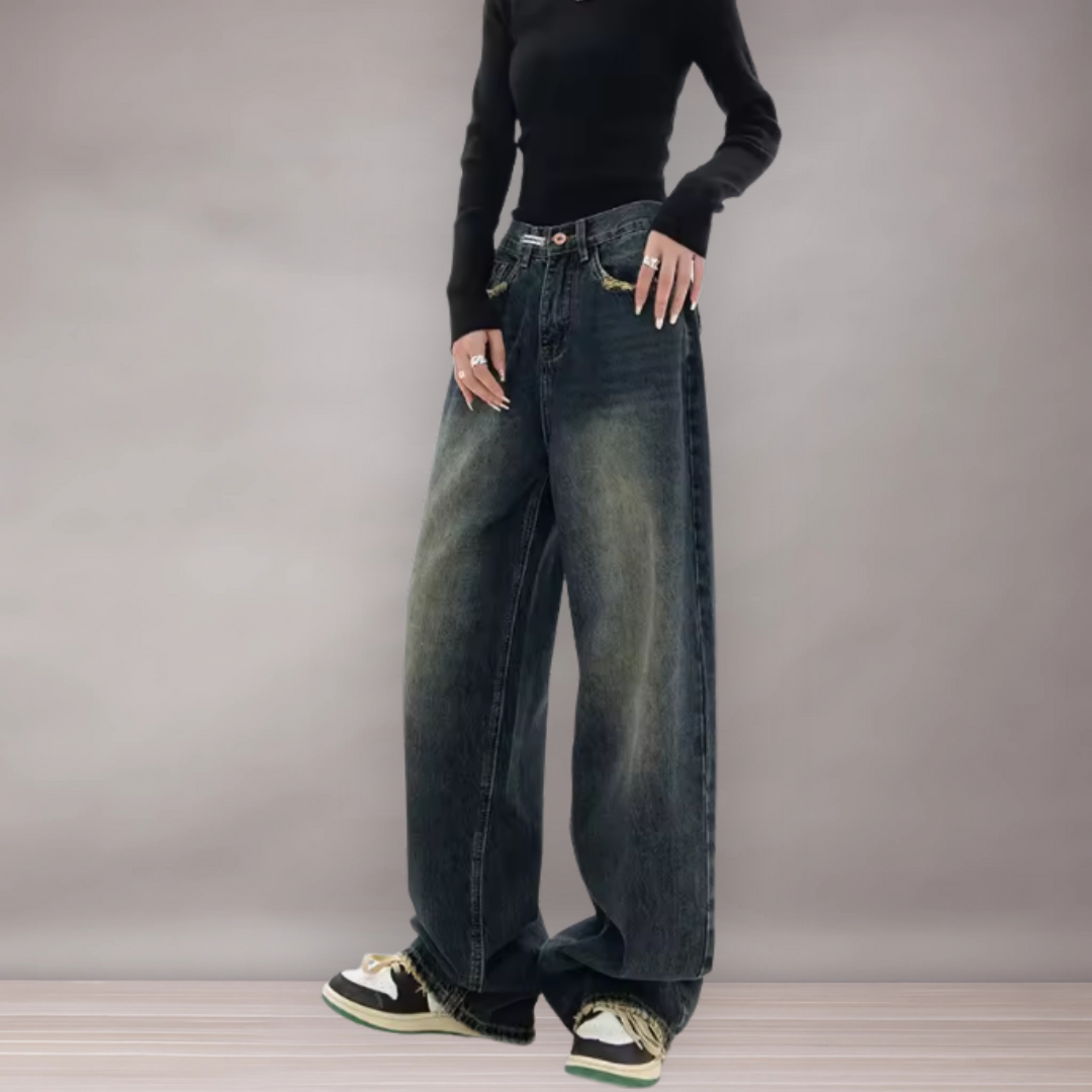 Duża kobieta dżinsy | Zrelaksowany styl streetwearu