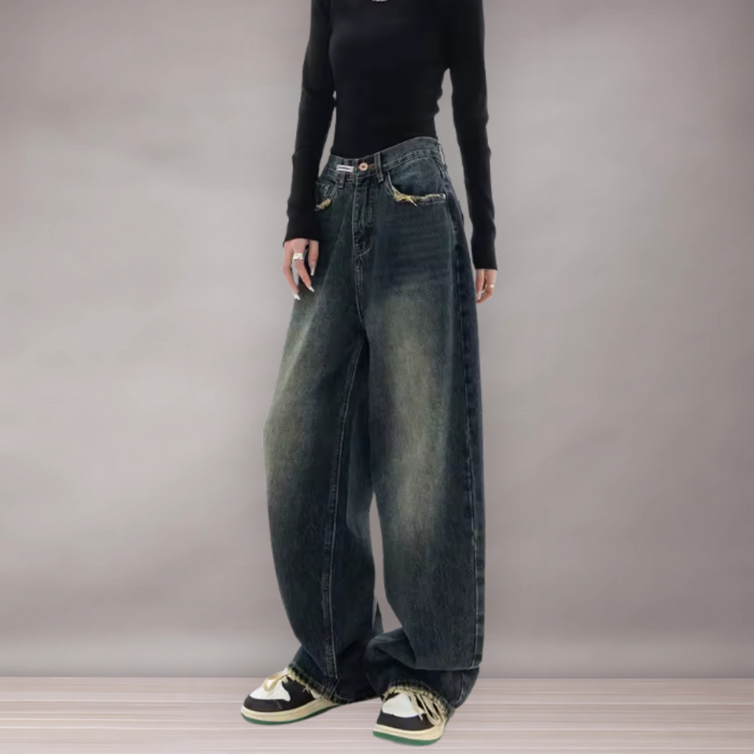 Duża kobieta dżinsy | Zrelaksowany styl streetwearu