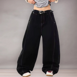 Jean Femme Large | Couture Contrastée