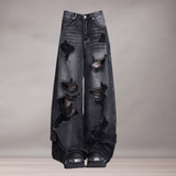 Jean ample déchiré pour femme | Style taille haute