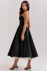 Robe de mariée à bretelles réglables | Robe midi en tulle