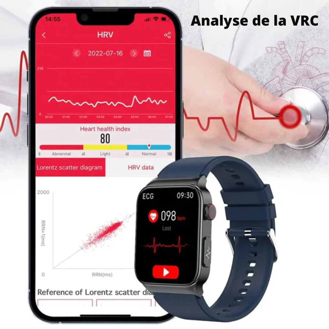 Montre intelligente ECG - VitalsTrack - Tensiomètre - Température corporelle