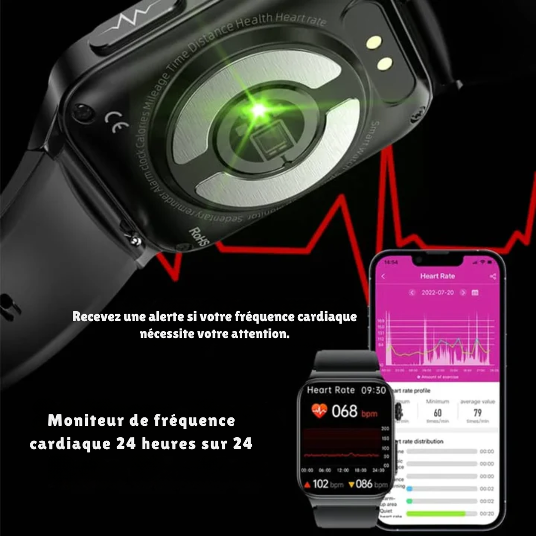 Montre intelligente ECG - VitalsTrack - Tensiomètre - Température corporelle