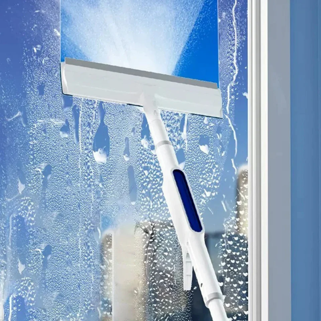Nettoyeur de vitres 3-en-1 - GlasWipa - Manche télescopique - Fonction spray