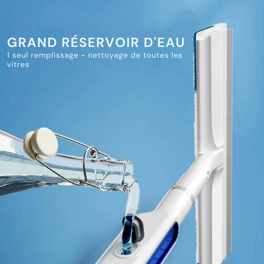 Nettoyeur de vitres 3-en-1 - GlasWipa - Manche télescopique - Fonction spray