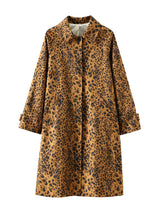 Manteau Femme Long à Imprimé Léopard | Fermeture à Boutons