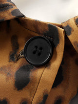 Manteau Femme Long à Imprimé Léopard | Fermeture à Boutons