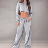Pantalon de survêtement taille haute pour femmes | Jambe large et ample