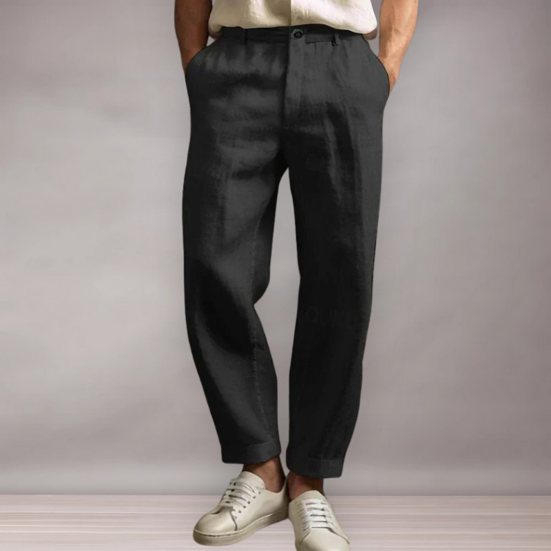 Pantalon droit en lin pour homme | Coupe ample