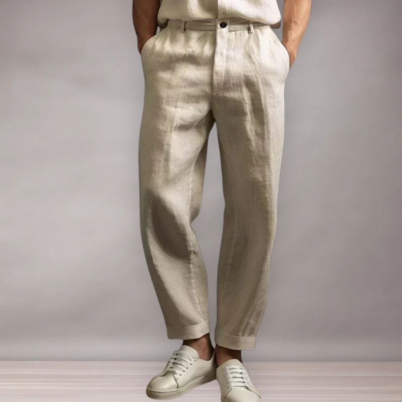 Pantalon droit en lin pour homme | Coupe ample
