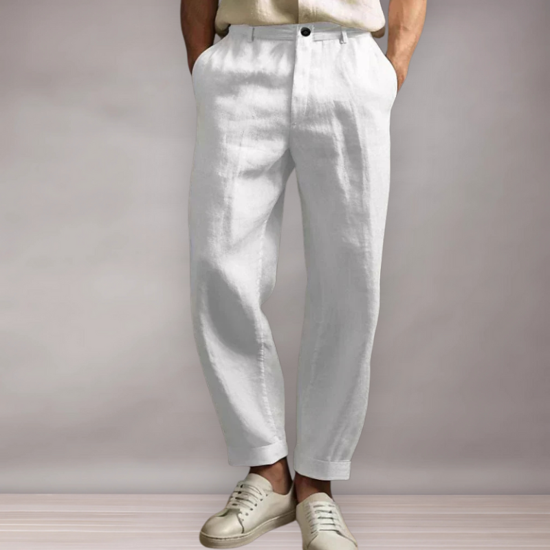 Pantalon droit en lin pour homme | Coupe ample